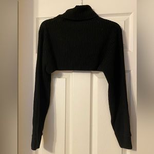 Knit Bolero, cropped shoulder turtle neck ribbed sweater